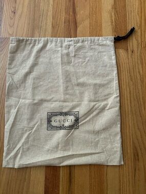Gucci Beige Logo Drawstring Pouch with Black Tie